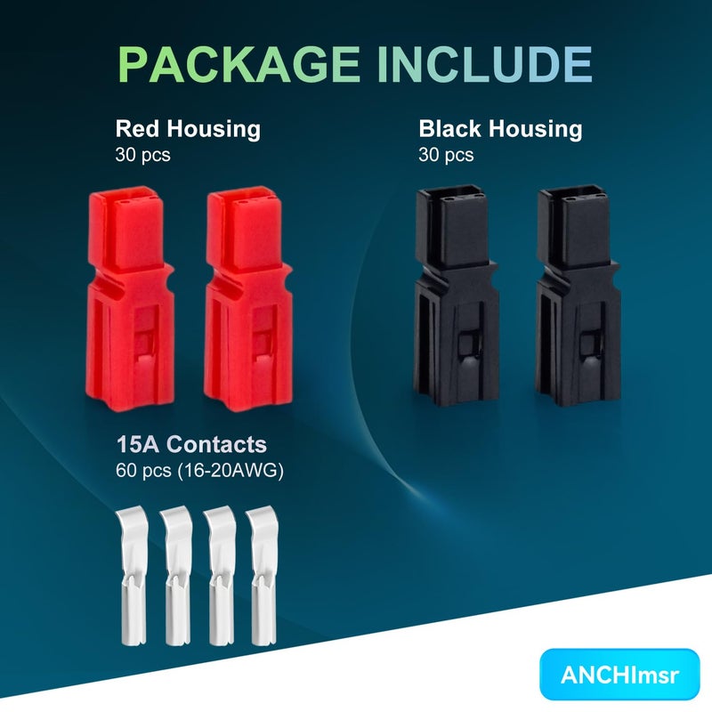 ANCHI Store 120 PCS Quick Disconnect Modular Terminals Connectors Set,15 Amp Power Connectors,Battery Connector Modular Power Connector Quick DisconnectSet - Image 2